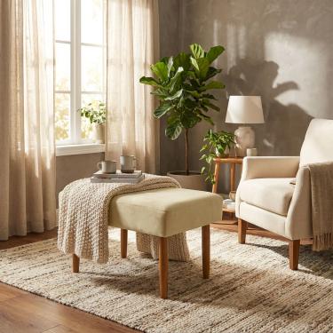 Imagem de Puff Charme Decorativo Assento Extra para Sala Quarto Closet Penteadeira Pés Palito Design Moderno 