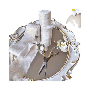 Imagem de Fita De Renda Iridescente Em Chiffon De Seda Com Borda Aramada Para De