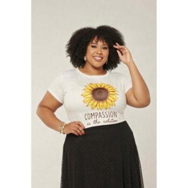 Imagem de T-shirt Plus Size D Bell Outlet Fashion Compassion Off-White-Feminino