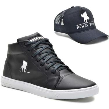 Imagem de Kit Tênis Casual Confortável Polo Plus Com Um Boné Aba Curva Fecho Aju