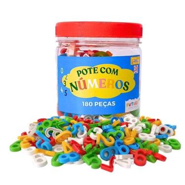 Imagem de Brinquedos Educativos Pote Com Números Em Plástico 180 Peças Pote Com 