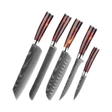 Imagem de Conjunto De Facas De Cozinha Em Aço Inoxidável Ultra Afiadas 7Cr17Mov 