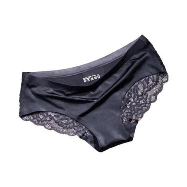 Imagem de Calcinhas Femininas plus Size 4XL Sem Costura Em Seda Com Renda, Linge