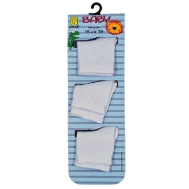 Imagem de Kit de meias soquete brancas para bebê tamanho 16/19 - DUCK