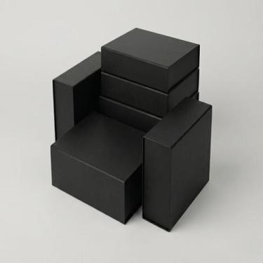 Imagem de Kit 6 Embalagens De Presente Luxo Caixa Preta Com Ímã Para Padrinhos B