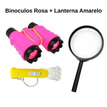 Imagem de Kit Detetive Binóculos + Lanterna + Lupa infantil Colorido Lembrancinh