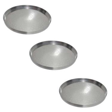 Imagem de Kit 03 Formas de Pizza 30 cm com furos em Alumínio ABC