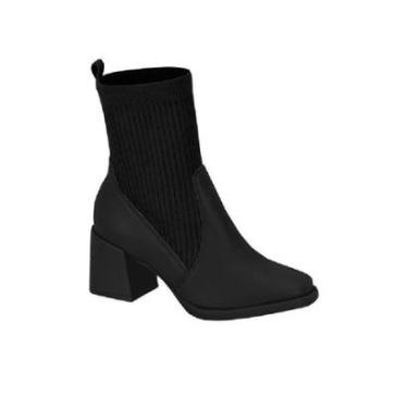Imagem de Bota Moleca Coturno Feminino Salto Grossa Napa Knit 5343 102-Feminino