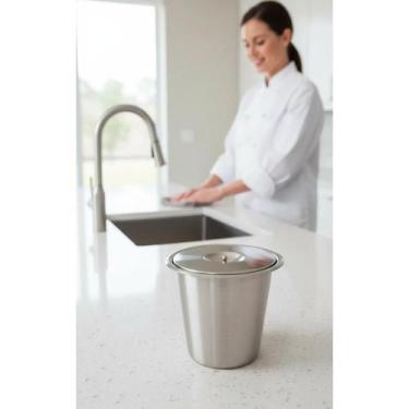 Imagem de Lixeira Inox Pia Cozinha Embutir Granito 5L Prata - Congratulations St