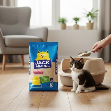 Imagem de Kit 16kg Areia Gato Biodegradável Mandioca Grão Fino Torrão - Jack Mia