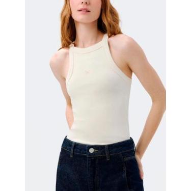 Imagem de Regata Halter Neck Hering 4AP7 Feminina Canelada Algodão T. P/XG, XG, 