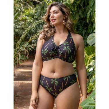 Imagem de Biquíni Plus Size Top Com Bojo, Tanga Sunquíni Estampa Tropical - Mani
