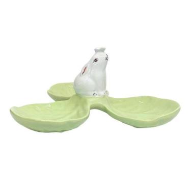 Imagem de Petisqueira decorativa coelho na folha verde luiz salvador