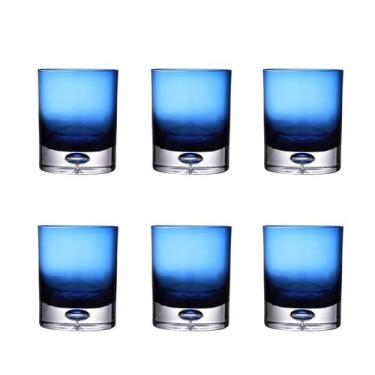 Imagem de Conjunto 6 Copos em Vidro Azul 10cm BJ0008 BTC