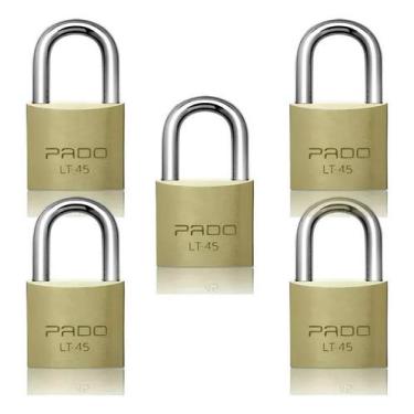 Imagem de Kit 5 Cadeado Pado 45mm Mesmo Segredos Iguais Mesma Chave
