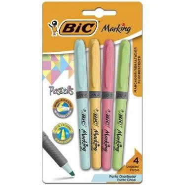 Imagem de Pincel marca texto Marking Grip Pastel com 4 cores - Bic