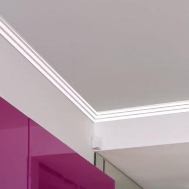 Imagem de Kit 30m Linear Roda Teto Perfil de Poliestireno T30 Branco Homestar