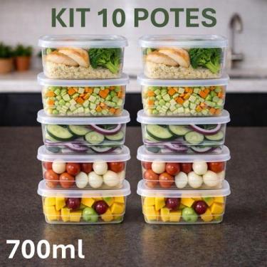 Imagem de Kit 30 Potes Marmita Retangular 700ml Fit 3UD Transparente BPA Free Mi