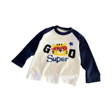 Imagem de Camiseta De Algodão Infantil De Manga Longa Com Estampa De Desenho Ani
