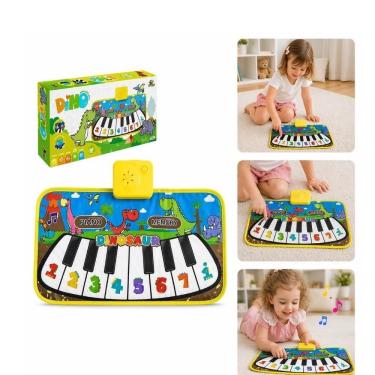 Imagem de Tapete de Atividades Musical Infantil Piano Dino 8 Teclas Educativas 4 Modos de Jogo Dinossauro Yeet