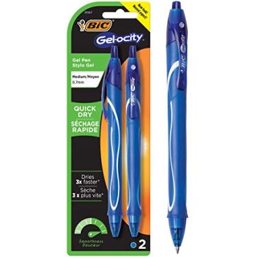 Imagem de Bic Gelocity Caneta de tinta azul de secagem rápida, pacote com 2