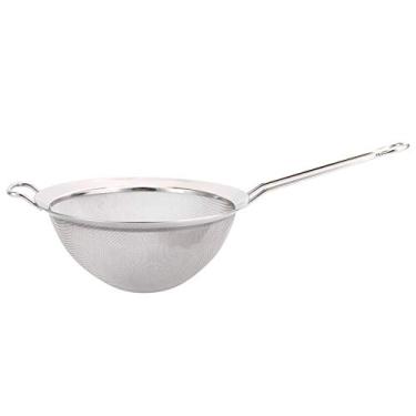 Imagem de Coador de malha fina de cozinha com alça resistente, filtro de óleo de malha fina de aço inoxidável coador de farinha peneira filtro peneira ferramenta de cozinha