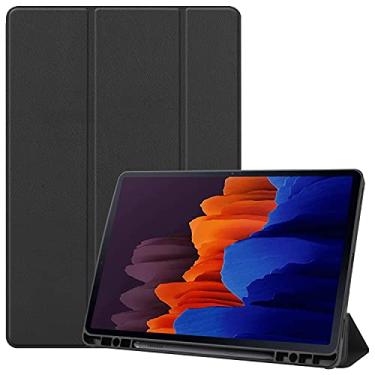 Imagem de Tampas de tablet Para SumSung Galaxy Tab S7 Plus 12.4"2020 (SM-T970 / T975) Tampa do caso da tabuleta, macia Tpu. Capa de proteção com auto vigília/sono Capa protetora da capa (Color : Black)