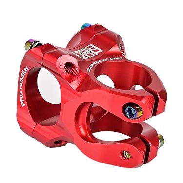 Imagem de Hastes de guidão para mountain bike, CNC com revestimento a vácuo, ultra leve, vazada, para guidão curto, 35 mm, haste para guidão de liga de alumínio para bicicleta de estrada, MTB (vermelho)