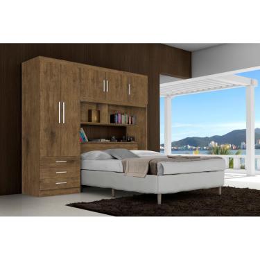 Imagem de Guarda Roupa com Cabeceira Box Casal Cancun Jequitiba/Avela - J&A Moveis