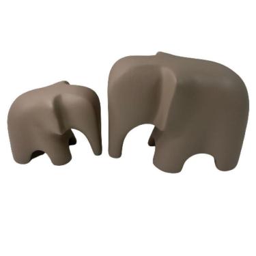Imagem de Conjunto enfeite elefante Mãe e Filho de cerâmica decorativo