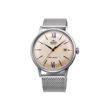 Imagem de Orient Relógio social "Bambino versão 15.2 cm automático/corda manual, Champanhe, Pulseira de aço inoxidável