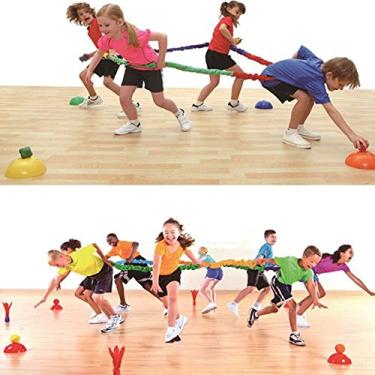 Imagem de (5.5m) - Sonyabecca 5.5m Elastic Fleece Cooperative Stretchy Band Integrations Dynamic Movement Exercise Latex Band Stretchy Creative Movement Prop for Group Activities Special Needs Large Motor Coordination