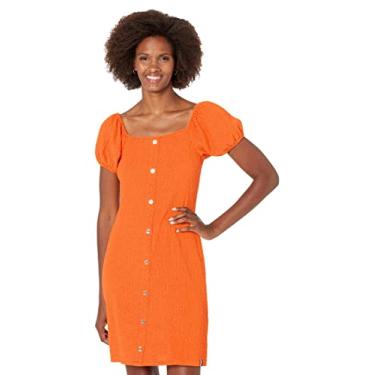 Imagem de Tommy Hilfiger Vestido feminino com gola quadrada e manga bufante, Mandarim, P