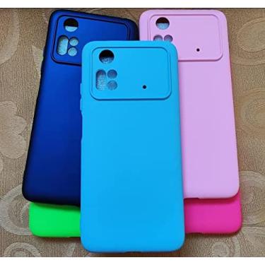 Imagem de Capa Case Capinha Anti Impacto Aveludada Premium+ 4 PeliculaS De Vidro Temperado Full Glue 9d/3D Xiaomi Poco M4 pro 4g (AZUL CEU)