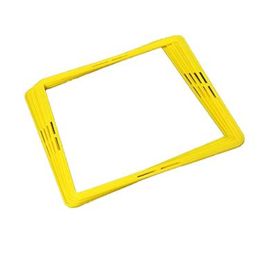 Imagem de Anéis de treinamento de agilidade quadrados 6 pçs/conjunto multifuncional círculo de fitness basquete futebol ajuda de treinamento para melhorar a velocidade coordenação dos pés, amarelo, 43 cm