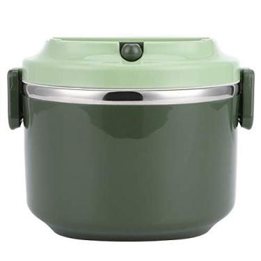 Imagem de Caixa de almoço,garrafa térmica para alimentos quentes, recipiente de alimentos, caixa de isolamento redondo à prova de vazamento de aço inoxidável 304 para trabalho, recesso, esportes(单层绿色)