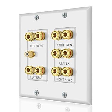 Imagem de Placa de parede de distribuição de som surround 5.1 Home Theater Acoplador de 10 pinos de ligação banana para 5 alto-falantes e 1 RCA para subwoofer