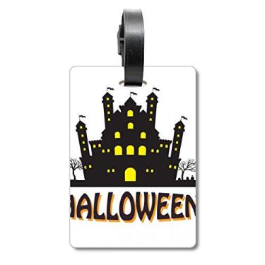 Imagem de Halloween The Brightly Lit Castle Mala de Bagagem Etiqueta de Bagagem Etiqueta de Bordado