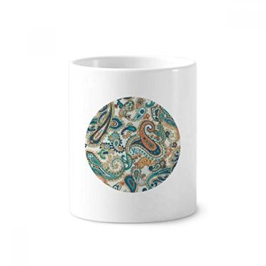 Imagem de Suporte para caneta de escova de dentes com estampa abstrata azul laranja clássico com suporte de cerâmica