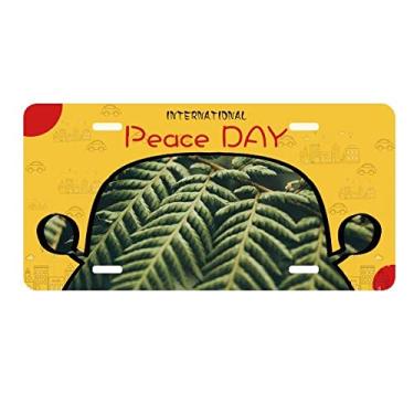 Imagem de DIYthinker Placa de carro com foto de folhas da planta, placa de automóvel, decoração de carro, dia da paz