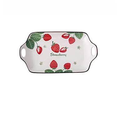 Imagem de GUIPAIHAI Tigela e prato de cerâmica estilo desenho japonês pintado à mão com padrão bonito para macarrão doméstico e macarrão de arroz (tamanho : Estilo B/30 cm16,5 cm4,3 cm)