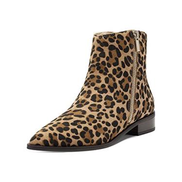 Imagem de Sole Society Bota feminina Cadyna camurça bico fino salto empilhado cano curto, Oncinha multibásica marrom, 7