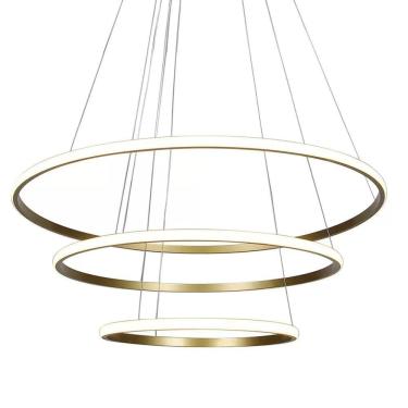 Imagem de Luminaria 3 em 1 Arco Aneis Lustre Pendente Regulavel Ajustavel Perfil Infinito Led Iluminaçao Ambiente Residencial Comercial