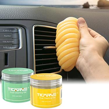 Imagem de TICARVE 2 pacotes de gel de limpeza para carro Putty Car Slime Cleaning Car Putty Detail Car Interior Cleaner Kits de limpeza automotiva limpador de teclado amarelo verde (320 g/11,2 oz)
