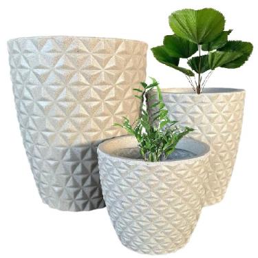 Imagem de KIT 03 VASOS POLIETILENO BERLIAN GOLD DECORATIVOS P/PLANTAS, JARDINS E ESCRITÓRIOS (Bege)