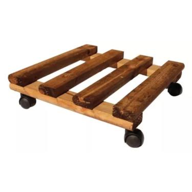 Imagem de Deck Estrado Carrinho Suporte Botijão Vasos Planta 30x30cm Com Rodas