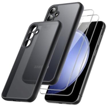 Imagem de JETech 3 em 1 Capa Fosca para Samsung Galaxy S23 FE 6,4 Polegadas com Protetor de Tela de Vidro Temperado de 2 Pacotes, Case Capinha Estojo de à Prova de Choque Fosca com Proteção Câmera (Preto)