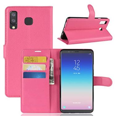 Imagem de Capa para Samsung Galaxy A8 Star Capa de couro com suporte carteira flip para Samsung Galaxy A8 Star capa de proteção de telefone A capa com design de compartimento para cartão