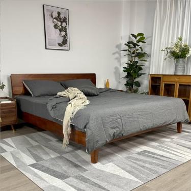 Imagem de PUREFULL Tapetes removíveis quadrados, acolchoamento não adesivo de 0,9 cm de espessura, tapete lavável de 12 azulejos com suporte antiderrapante de silicone, instalação DIY para sala de estar e quarto, triângulo cinza (40,6 x 40,6 cm)