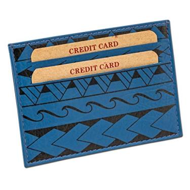 Imagem de Carteira de couro para cartão de crédito com tatuagem polinésia "Loa" arte de tatuagem de Eugene Ta'ase da NAKOA, Aqua, one size, Moderno